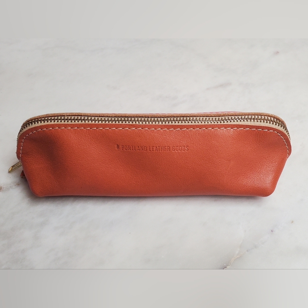 PLG Portland Leather Goods Sidekick zippered pouch in Satsuma unicorn